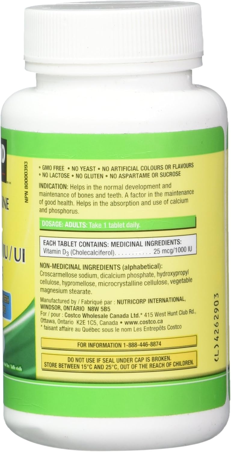 360 Tablets Kirkland Signature Vitamin D3 1000 IU - High-Quality Supplement for Bone Health & Immune Support