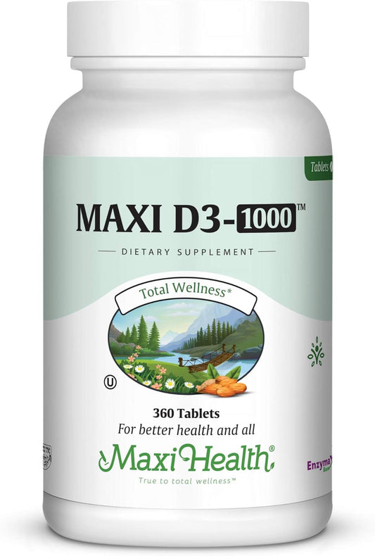 360 Tablets of Maxi-Health Vitamin D3 1000 IU - Support Healthy Muscles, Bones, and Immune System - Best Kosher Supplement for Adults