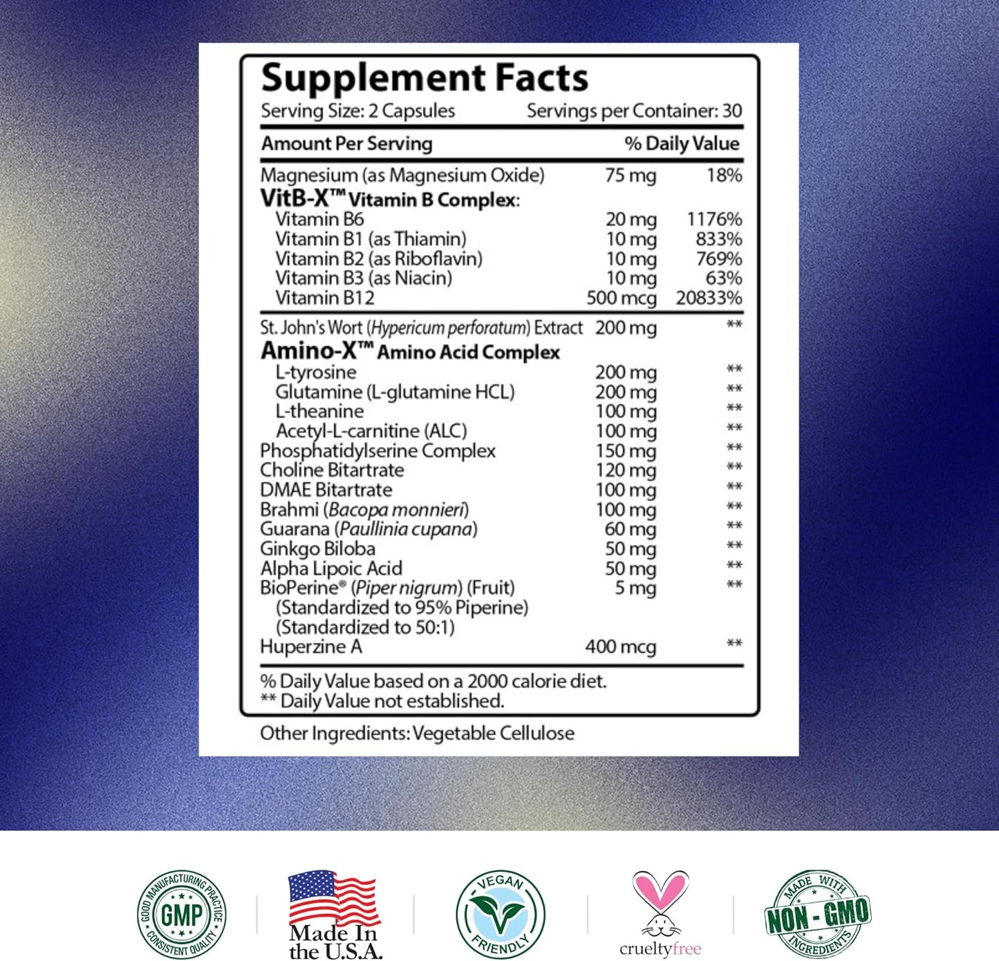 360 Vegan Brain Booster Capsules - Cognitive Function Nootropic Supplement - 6 Bottles of Research Verified Brain Support