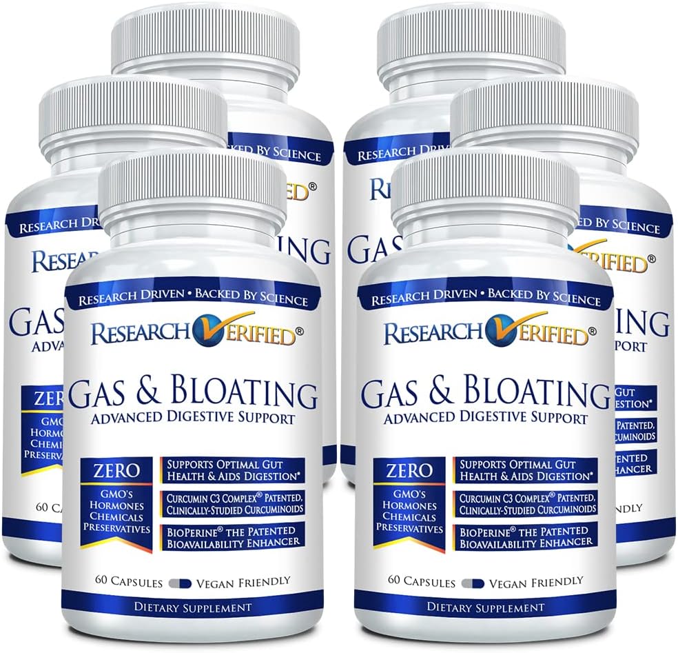 360 Vegan Capsules for Gas & Bloating Relief - Research Proven Ingredients: Artichoke, Ginger, Peppermint - Relax Intestinal Muscles, Eliminate Gas Buildup