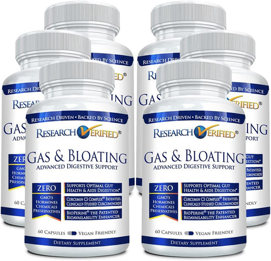 360 Vegan Capsules for Gas & Bloating Relief - Research Proven Ingredients: Artichoke, Ginger, Peppermint - Relax Intestinal Muscles, Eliminate Gas Buildup