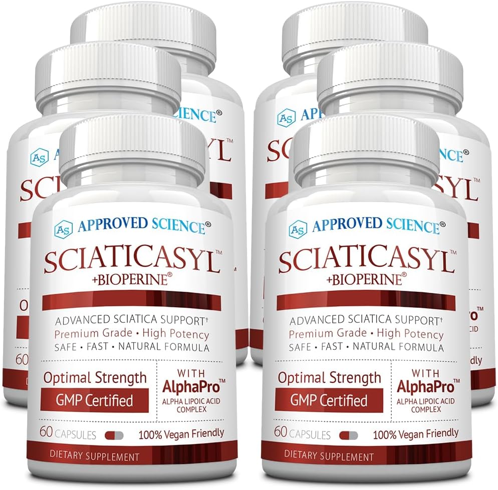 360 Vegan Capsules for Optimal Sciatic Nerve Support with B Vitamins, Magnesium, and Alpha-Lipoic Acid - Approved Science Sciaticasyl with BioPerine