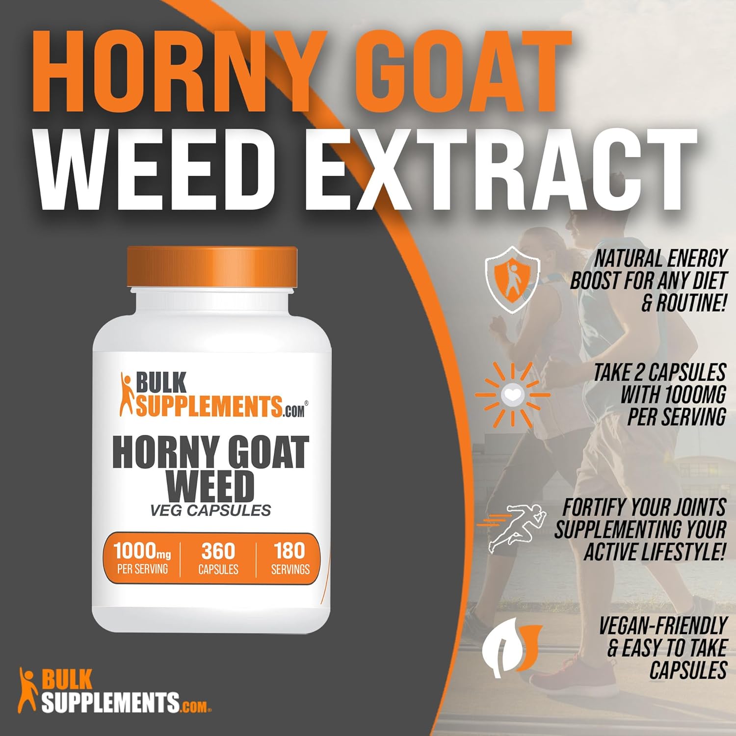 360 Vegan Horny Goat Weed Capsules - Pure Epimedium Extract Supplement, 1000mg per Serving - Natural Herbal Boost for Men and Women - Non-GMO