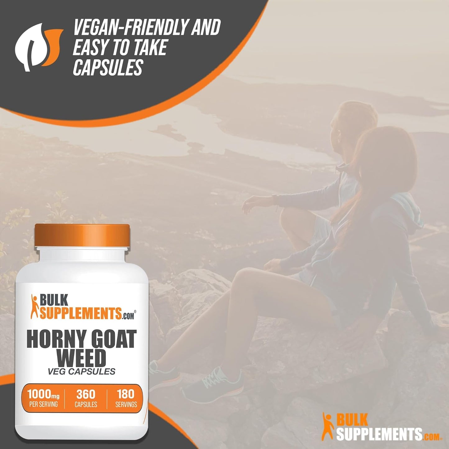 360 Vegan Horny Goat Weed Capsules - Pure Epimedium Extract Supplement, 1000mg per Serving - Natural Herbal Boost for Men and Women - Non-GMO