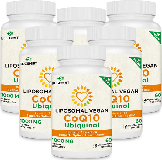360 Vegan Softgels of Besibest 1000mg Liposomal CoQ10 Ubiquinol for Heart Function & Energy Production
