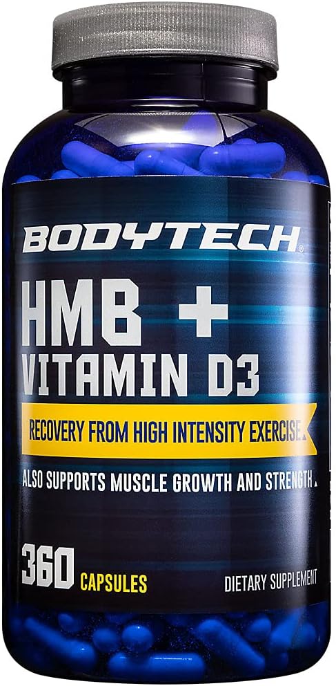 360 Vegetable Capsules of BodyTech HMB and Vitamin D3 for Enhanced Muscle Growth and Strength