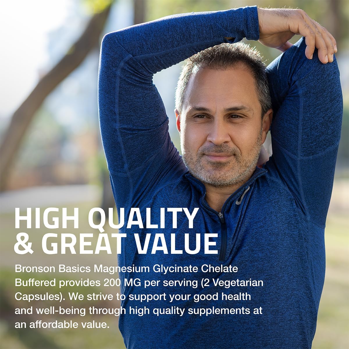 360 Vegetarian Capsules of Bronson Magnesium Glycinate 200mg for High Absorption, Chelated & Gentle on Stomach, Non-GMO