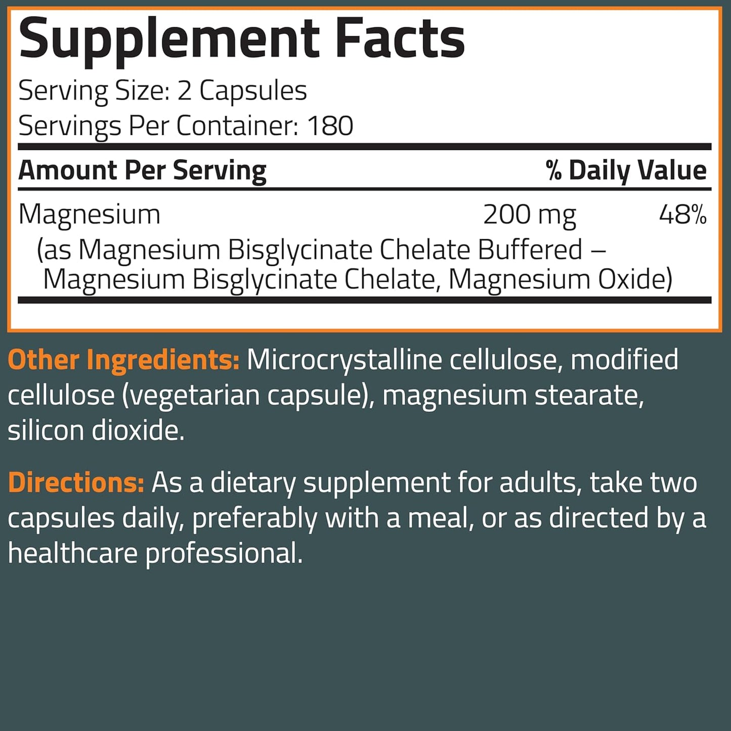 360 Vegetarian Capsules of Bronson Magnesium Glycinate 200mg for High Absorption, Chelated & Gentle on Stomach, Non-GMO