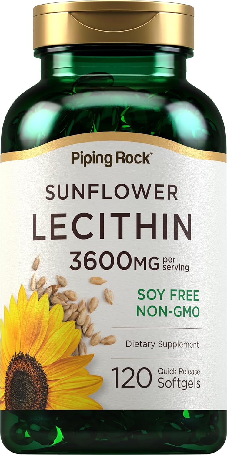 3600 mg Sunflower Lecithin Softgel Capsules | 120 Count | Phosphatidylcholine Rich | Soy Free, Non-GMO, Gluten Free
