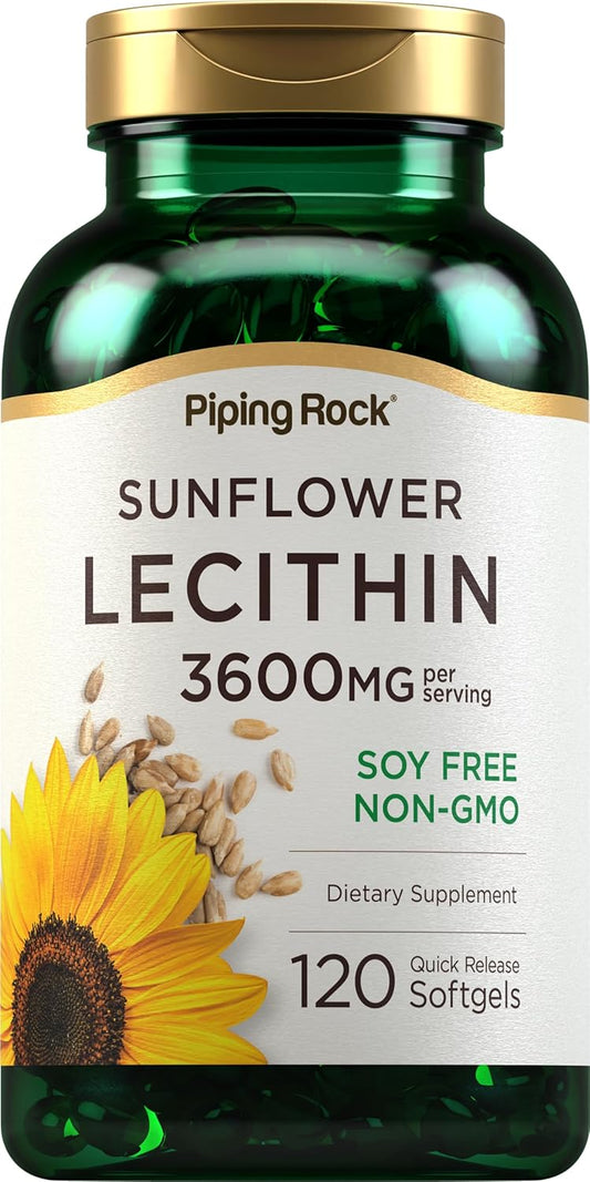 3600 mg Sunflower Lecithin Softgel Capsules | 120 Count | Phosphatidylcholine Rich | Soy Free, Non-GMO, Gluten Free
