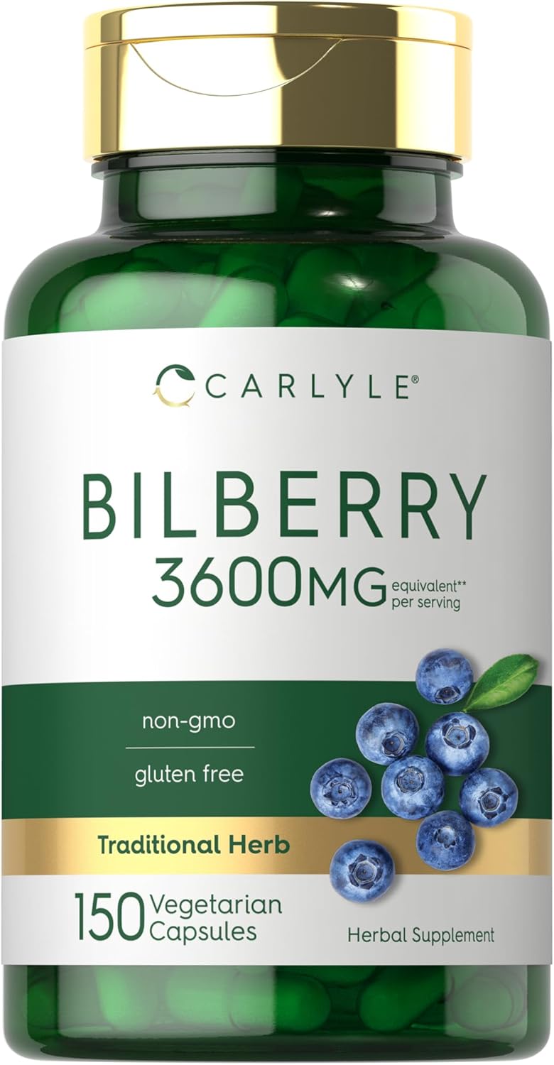 3600mg Carlyle Bilberry Extract Capsules - 150 Count - Vegetarian, Non-GMO & Gluten Free Fruit Supplement