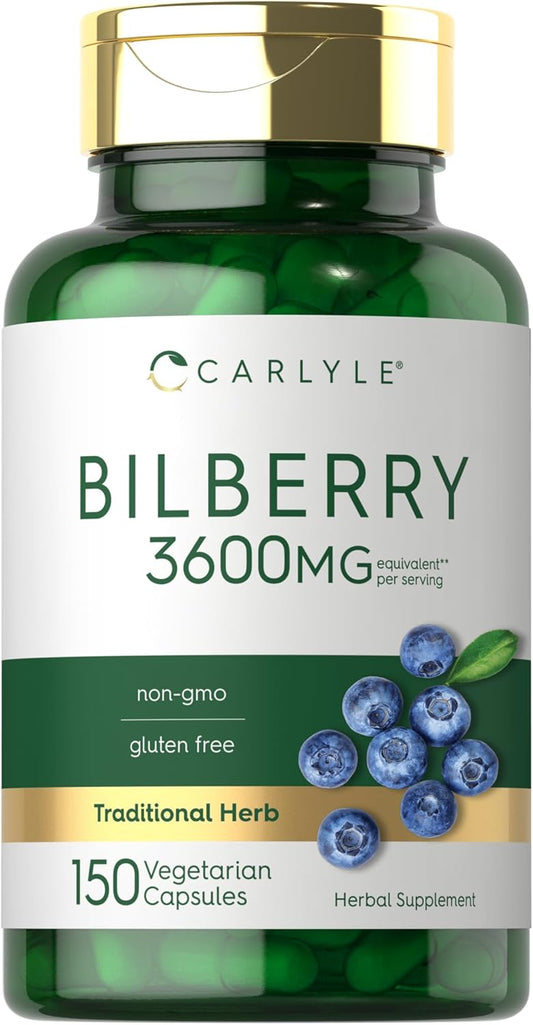 3600mg Carlyle Bilberry Extract Capsules - 150 Count - Vegetarian, Non-GMO & Gluten Free Fruit Supplement