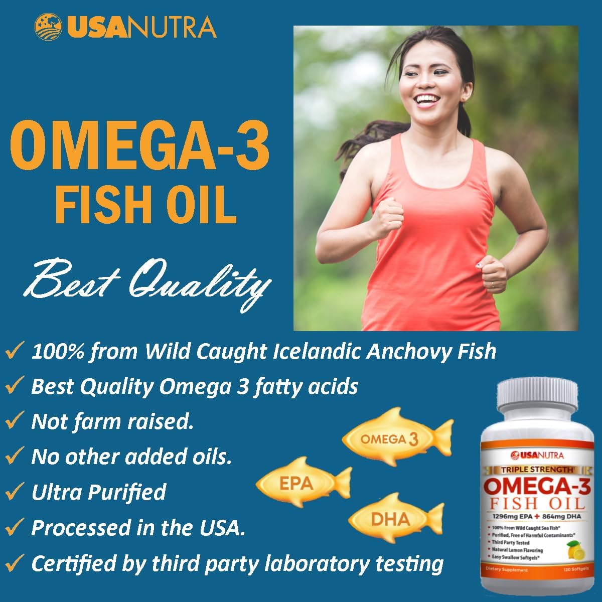 3600mg Omega 3 Fish Oil Supplement with EPA and DHA for Joint, Brain, and Heart Health - 120 Softgels for Men and Women