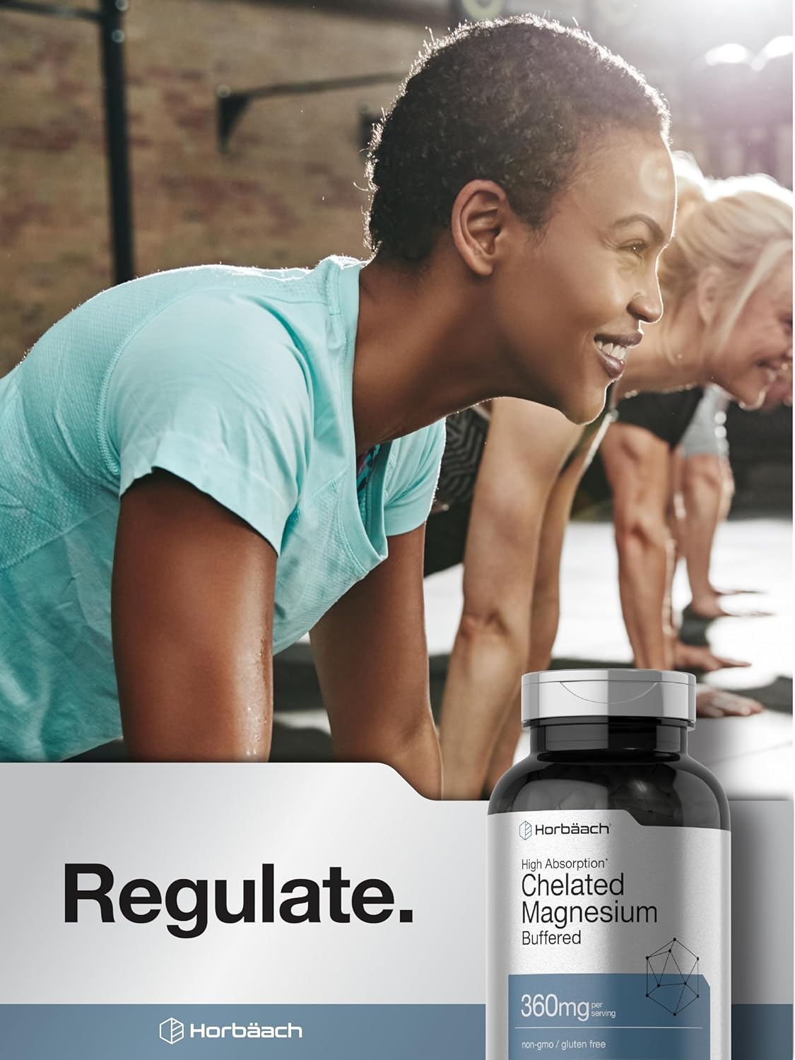 360mg Horbäach Chelated Magnesium Capsules - 240 Count - Non-GMO & Gluten Free Supplement