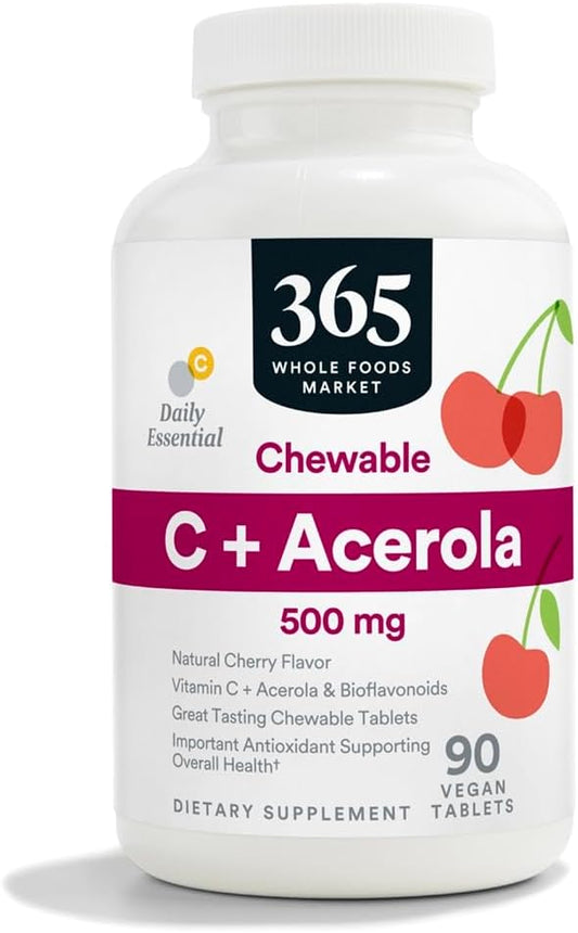 365 by Whole Foods Market, Acerola C 500Mg Tablets - Vitamin C Supplement for Immune Support, 90 Count