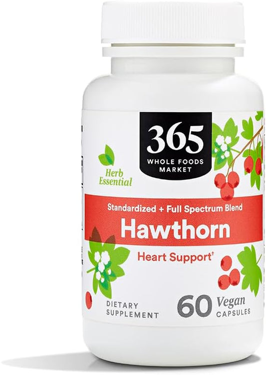 365 by Whole Foods Market Hawthorn Standardized and Full Spectrum Blend Heart Support Vegan Capsules 60 Count
