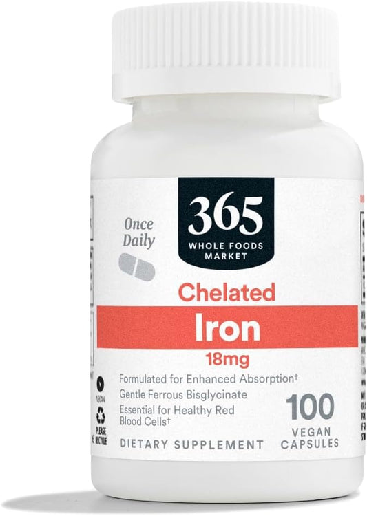 365 by Whole Foods Market Iron Chelated 18mg Supplement - 100 Vegetable Capsules