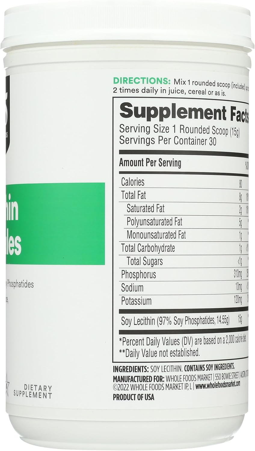 365 by Whole Foods Market Lecithin Granules 15.9 oz - Natural Source of Choline for Health & Wellness