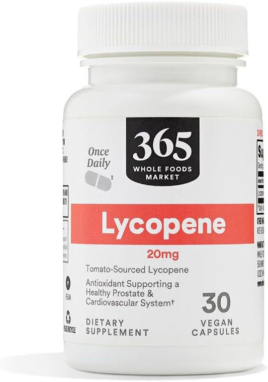 365 by Whole Foods Market Lycopene 20mg Capsules - Vegan Antioxidant Supplement - 30 Count