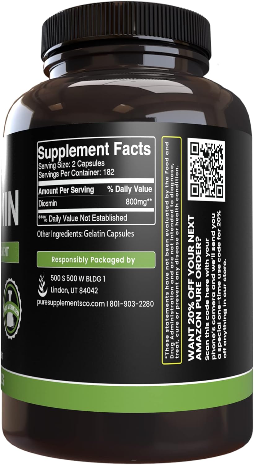 365 Capsules Each Diosmin and MSM Bundle - Pure Original Ingredients, No Magnesium or Rice Fillers