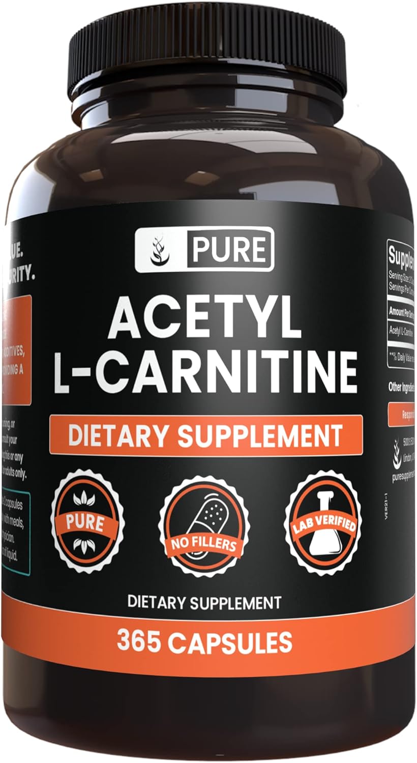 365 Capsules of Acetyl L-Carnitine with Pure Original Ingredients - No Magnesium or Rice Fillers, Lab Verified