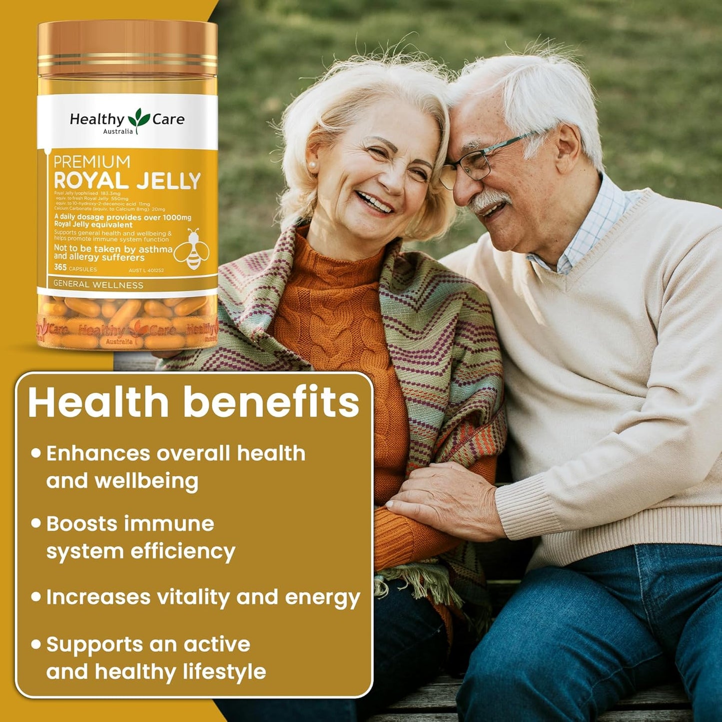 365 Capsules of Australian-Made Healthy Care Royal Jelly 1000 Supplement