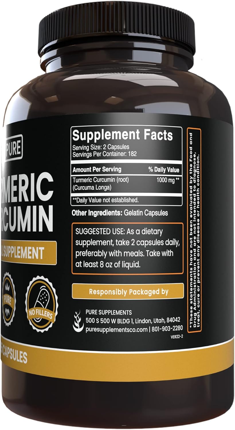 365 Capsules of Cayenne Pepper & Turmeric Curcumin with Pure Original Ingredients, Lab Verified - No Magnesium or Rice Fillers