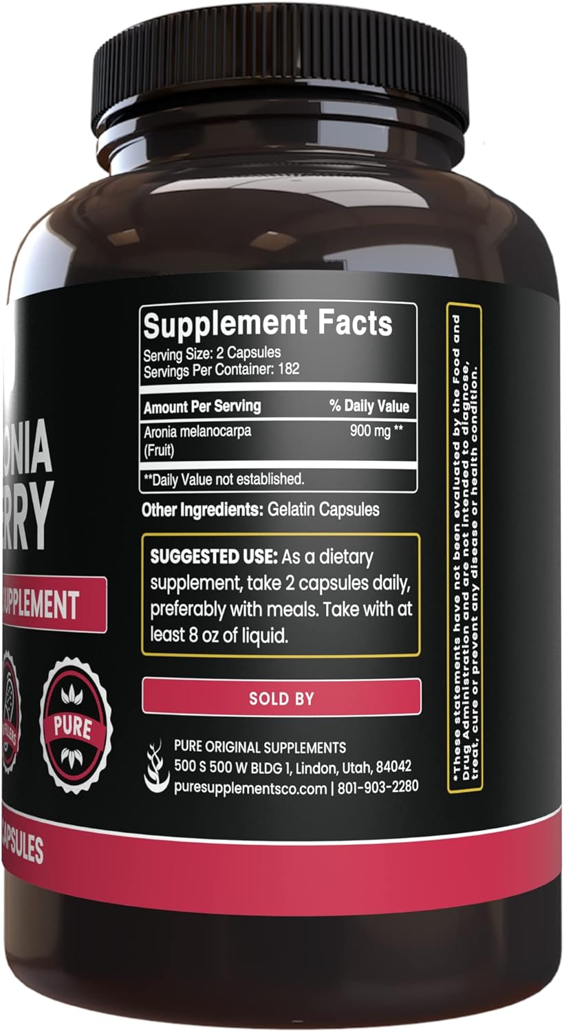 365 Capsules of Pure Aronia Berry Extract - Lab Verified, No Additives or Fillers