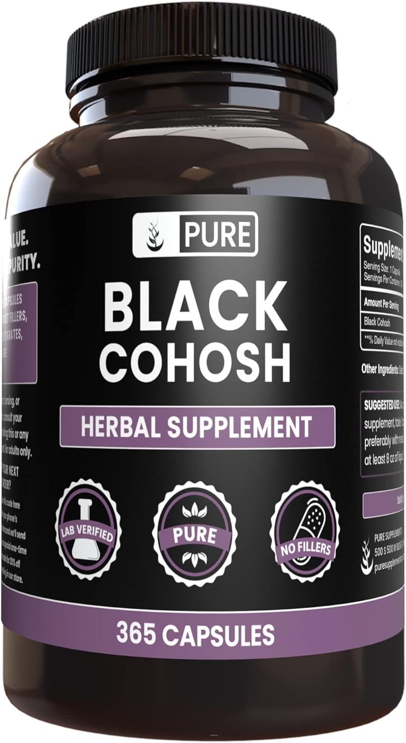 365 Capsules of Pure Black Cohosh with Original Ingredients, Lab Verified, No Magnesium or Rice Fillers