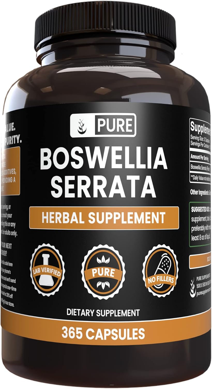 365 Capsules of Pure Boswellia Serrata Extract - No Magnesium or Rice Fillers - Lab Verified Quality