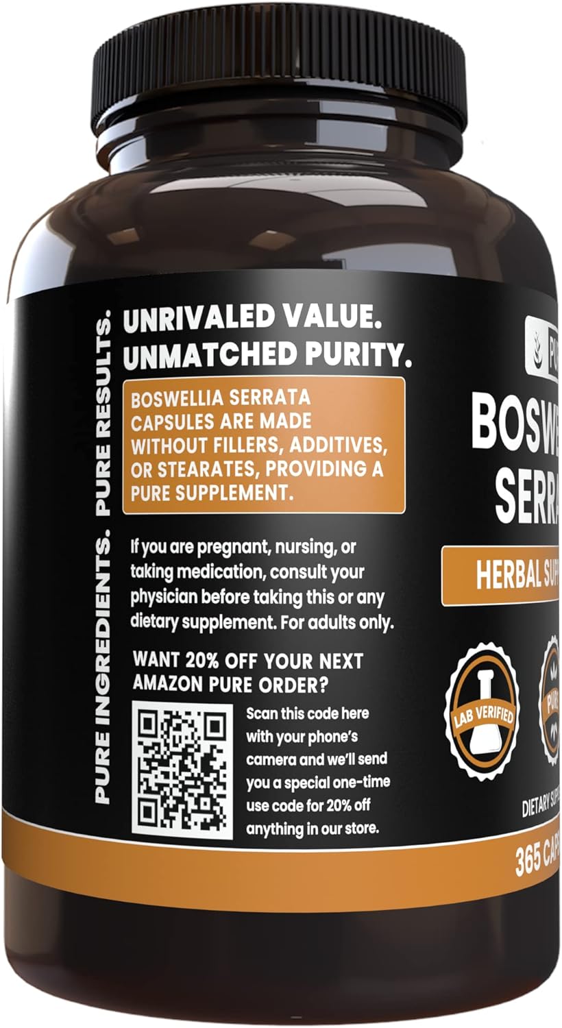 365 Capsules of Pure Boswellia Serrata Extract - No Magnesium or Rice Fillers - Lab Verified Quality