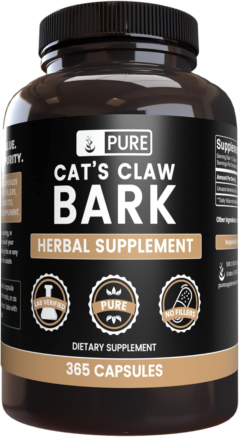 365 Capsules of Pure Cat's Claw Bark with Original Ingredients, No Fillers, Lab Verified