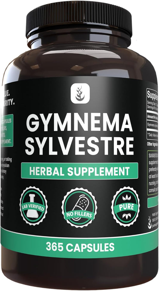 365 Capsules of Pure Gymnema Sylvestre Without Magnesium or Rice Fillers, Lab Verified