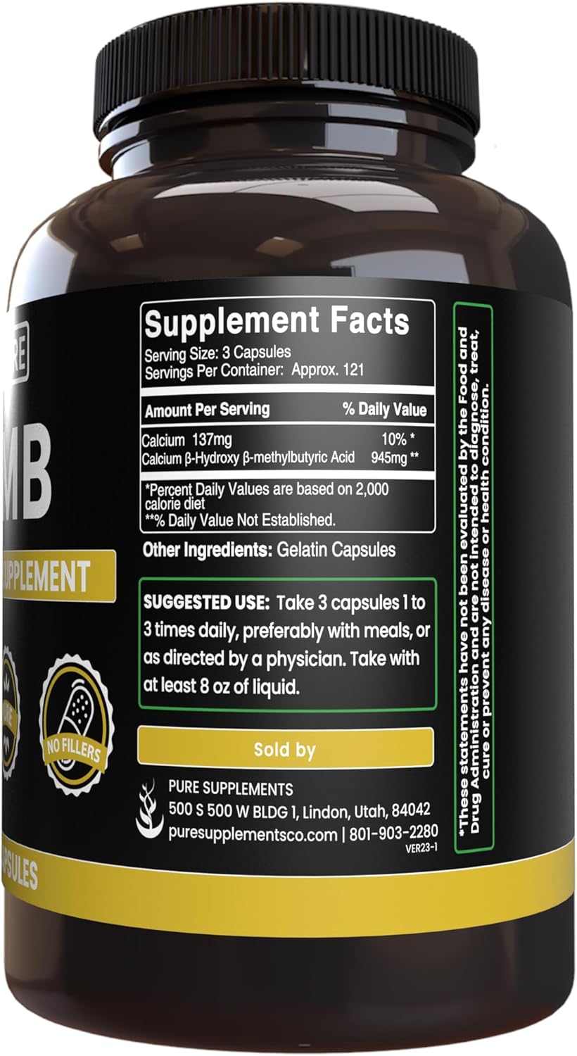 365 Capsules of Pure HMB with Original Ingredients - No Magnesium or Rice Fillers - Lab Verified