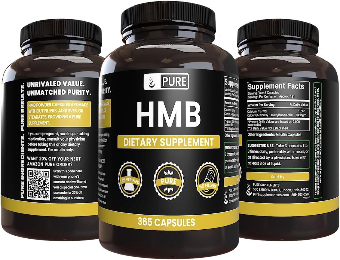 365 Capsules of Pure HMB with Original Ingredients - No Magnesium or Rice Fillers - Lab Verified