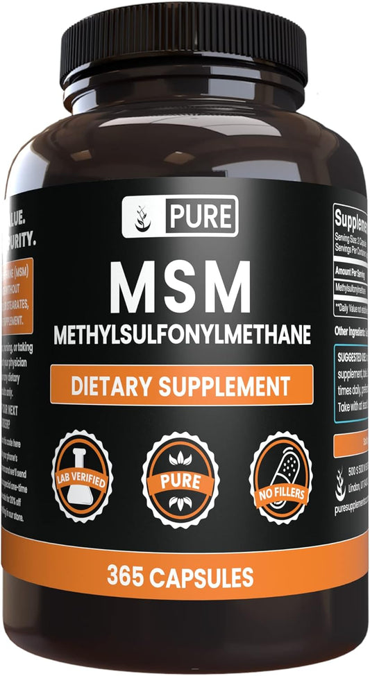 365 Capsules of Pure MSM with Original Ingredients, No Magnesium or Rice Fillers - Lab Verified
