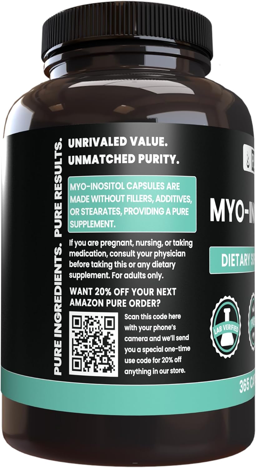 365 Capsules of Pure Myo-Inositol with No Magnesium or Rice Fillers
