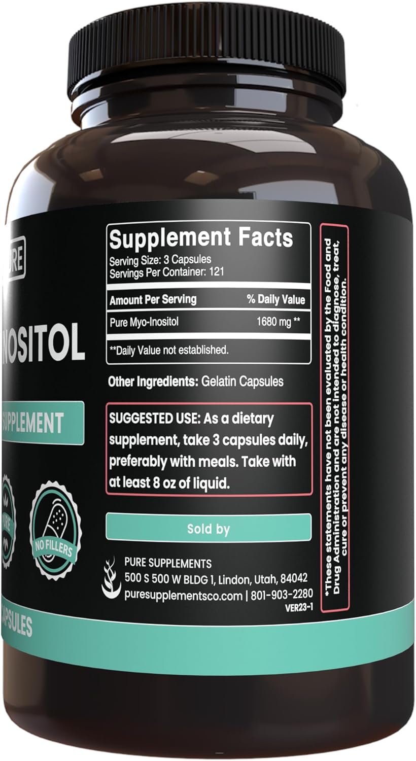 365 Capsules of Pure Myo-Inositol with No Magnesium or Rice Fillers