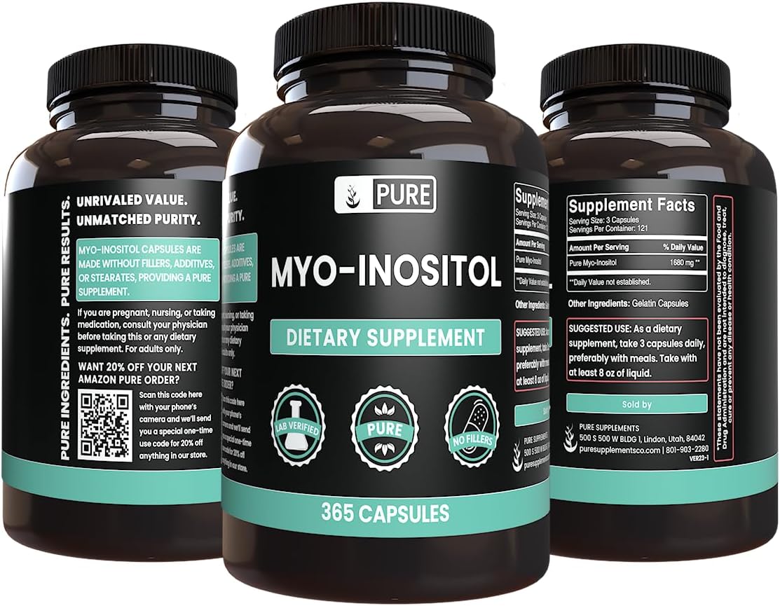 365 Capsules of Pure Myo-Inositol with No Magnesium or Rice Fillers