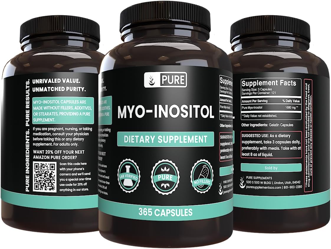 365 Capsules of Pure Myo-Inositol with No Magnesium or Rice Fillers - Lab Verified