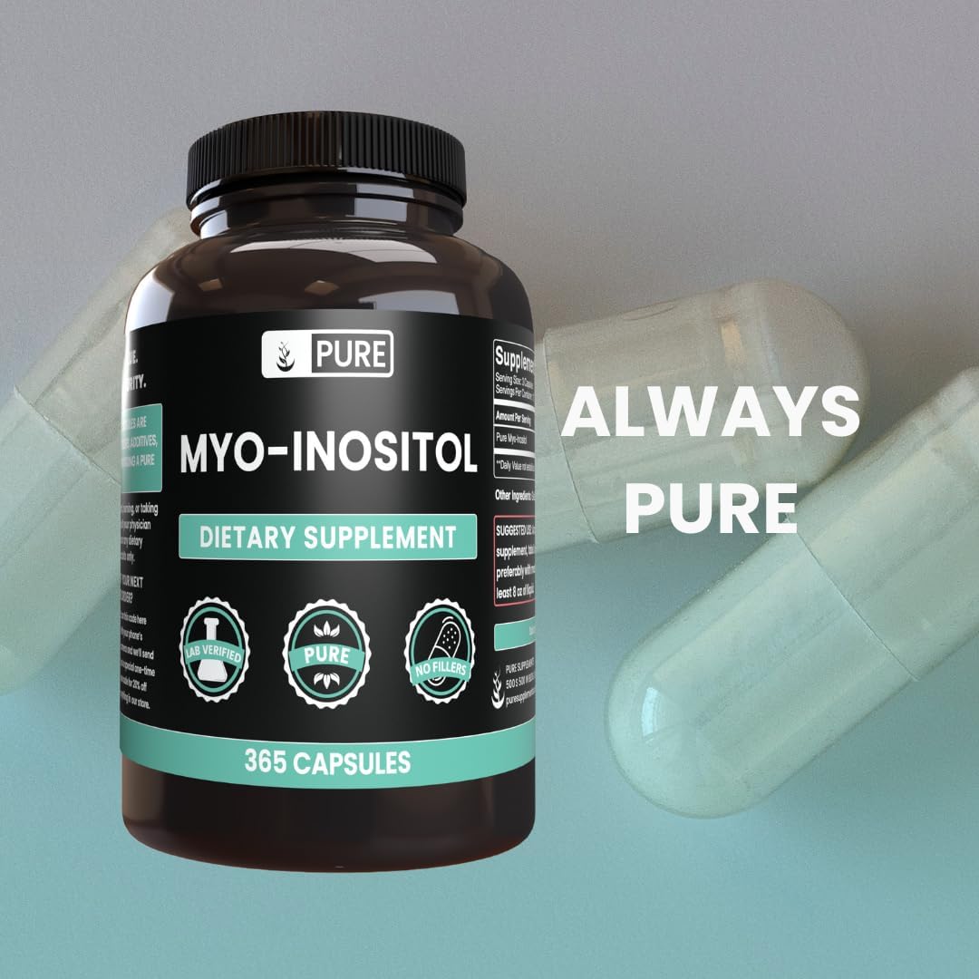 365 Capsules of Pure Myo-Inositol with No Magnesium or Rice Fillers - Lab Verified