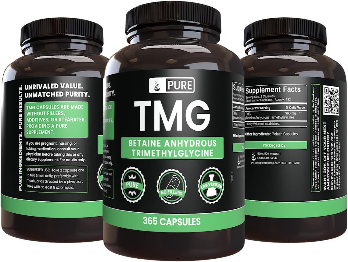 365 Capsules of Pure Original Ingredients TMG - No Magnesium or Rice Fillers - Lab Verified Quality