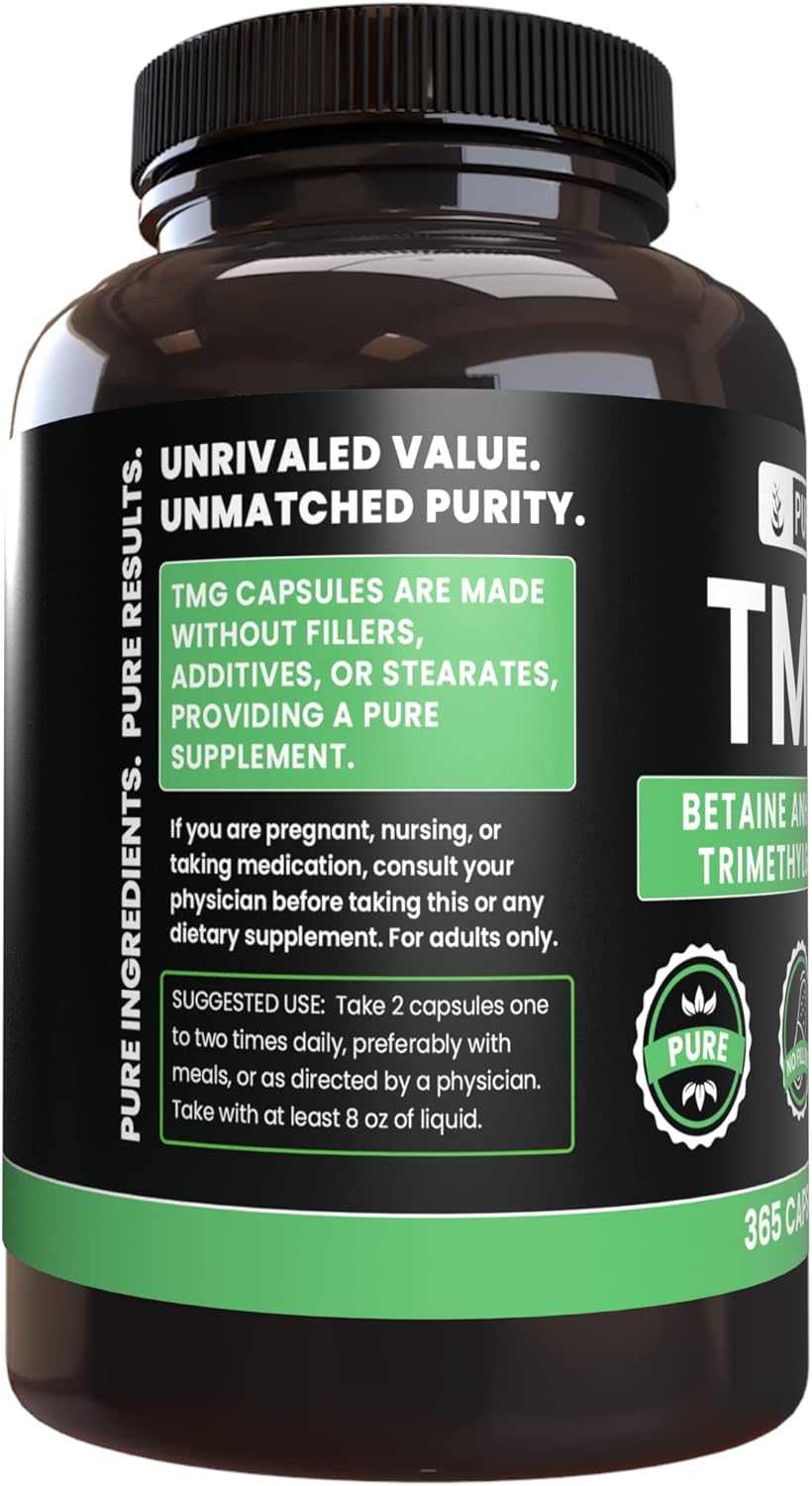 365 Capsules of Pure Original Ingredients TMG - No Magnesium or Rice Fillers - Lab Verified Quality