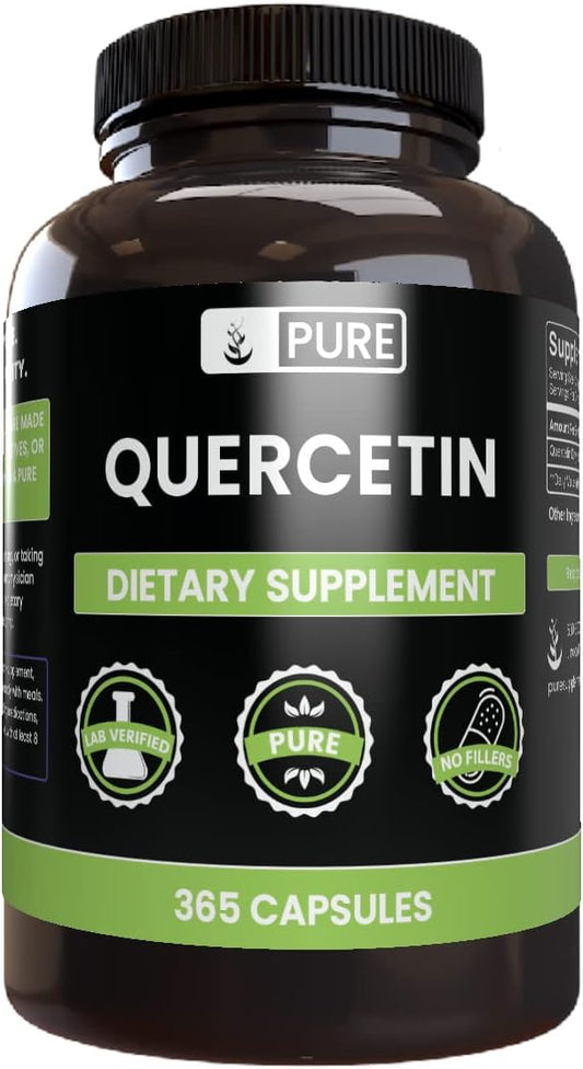 365 Capsules of Pure Quercetin with Original Ingredients - No Additives or Fillers - Lab Verified Quality
