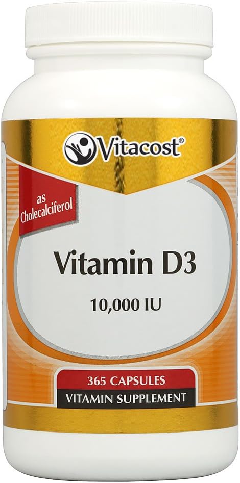 365 Capsules of Vitacost Brand Vitamin D3 (Cholecalciferol) - 10000 IU