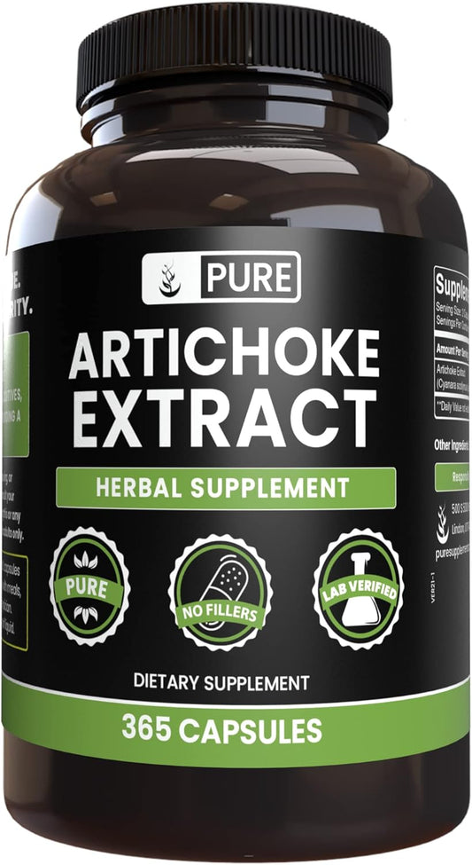 365 Capsules Pure Artichoke Extract with Original Ingredients, No Magnesium or Rice Fillers, Lab Verified