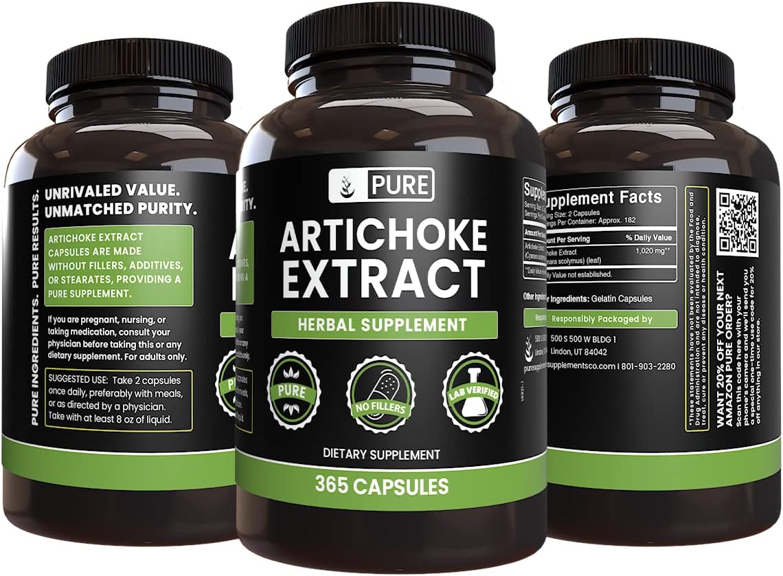 365 Capsules Pure Artichoke Extract with Original Ingredients, No Magnesium or Rice Fillers, Lab Verified