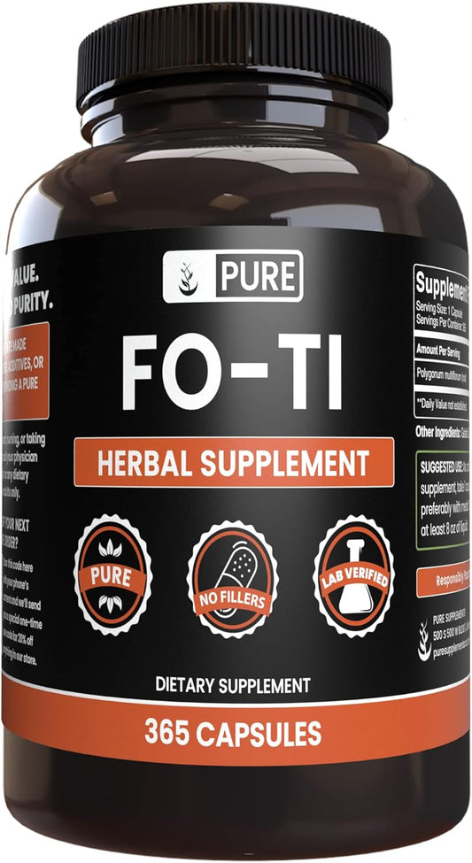 365 Capsules Pure Fo-Ti with Original Ingredients, Lab Verified, No Magnesium or Rice Fillers