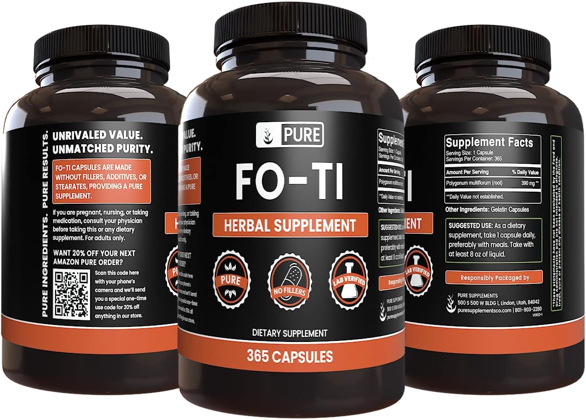 365 Capsules Pure Fo-Ti with Original Ingredients, Lab Verified, No Magnesium or Rice Fillers