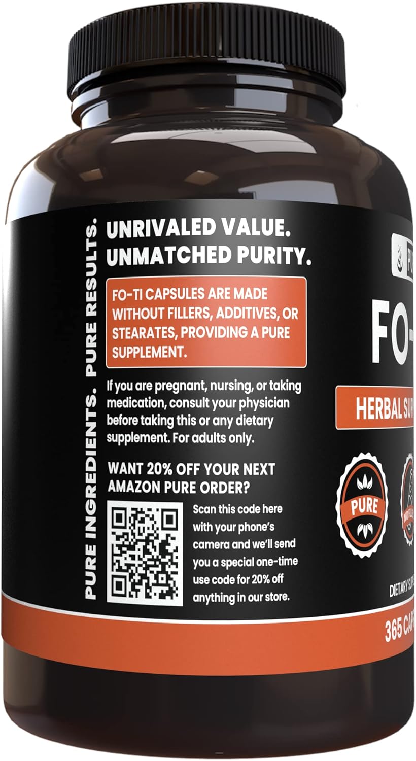 365 Capsules Pure Fo-Ti with Original Ingredients, Lab Verified, No Magnesium or Rice Fillers